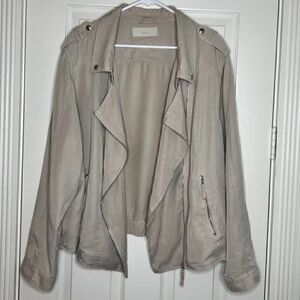 Blank NYC Khaki Asymmetrical Diagonal Zip Windbreaker Jacket sz 1X